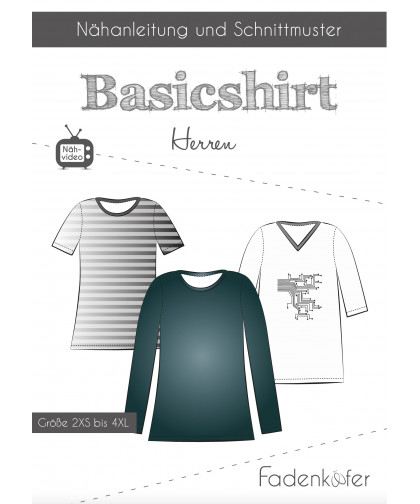 Shirt "Basicshirt" Herren by Fadenkäfer, Papierschnittmuster