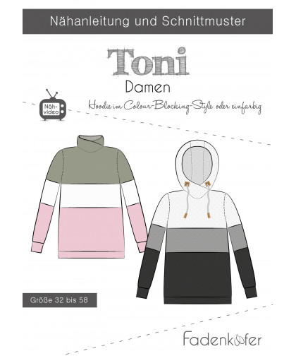 Hoodie "Toni" Damen by Fadenkäfer, Papierschnittmuster