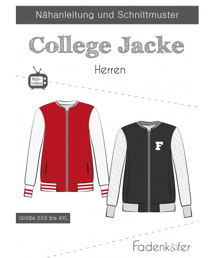 College - Jacke Herren by Fadenkäfer, Papierschnittmuster