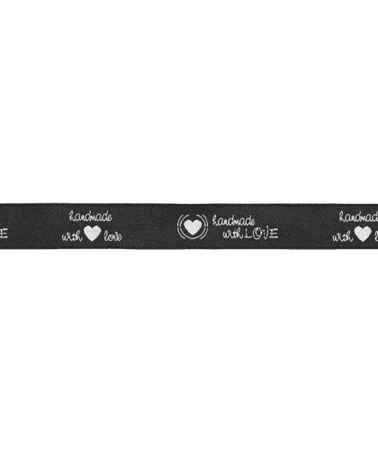 1m Webband "handmade with LOVE" schwarz