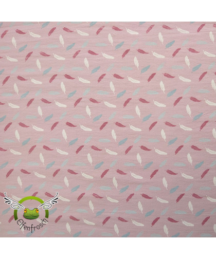 0,1m Baumwolle  "Federn" rosa