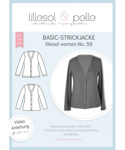 Basic-Strickjacke Women No. 59 by lillesol & pelle, Papierschnitt
