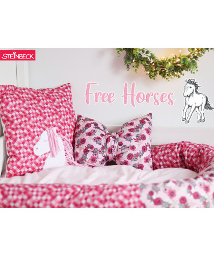 0,1m Baumwolle "Free Horses" Rosen by Steinbeck