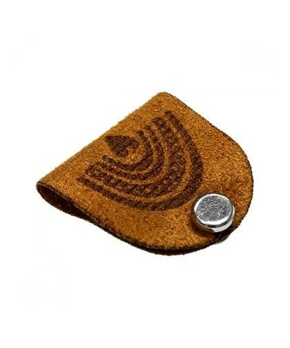 Knick-Label mit Schraube - Regenbogen - Wildlederimitat camel