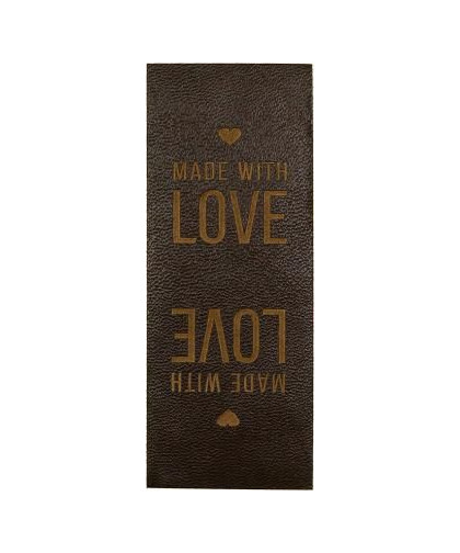 Knick-Label / Etikett - Made with Love - Lederimitat braun