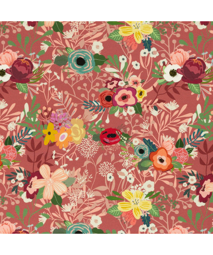 0,1m Modal-Sweat French Terry "Joana" Blumen terracotta