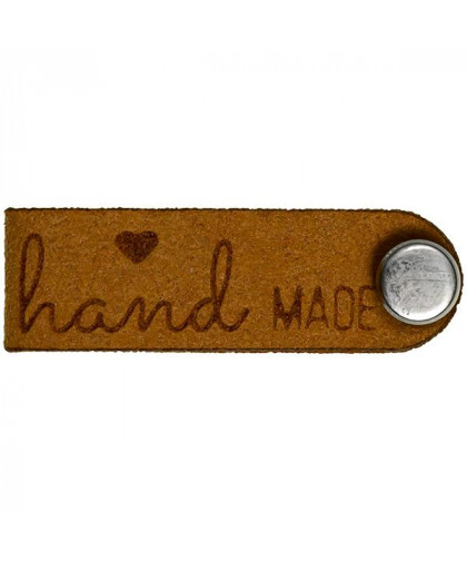 Knick-Label mit Schraube - handmade - Wildlederimitat camel