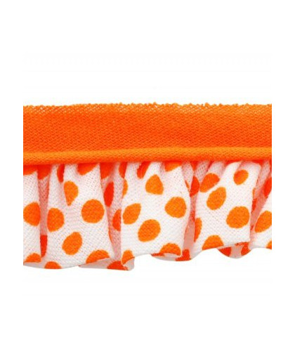 1m Volantband Punkte Weiß/Orange