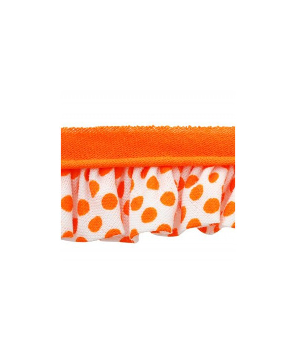1m Volantband Punkte Weiß/Orange