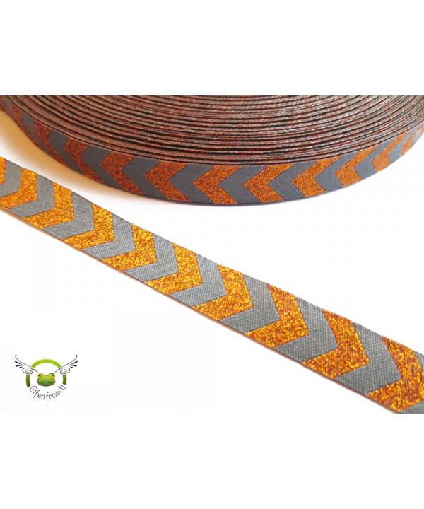 Webband "Chevron" kupfer-grau, Farbenmix