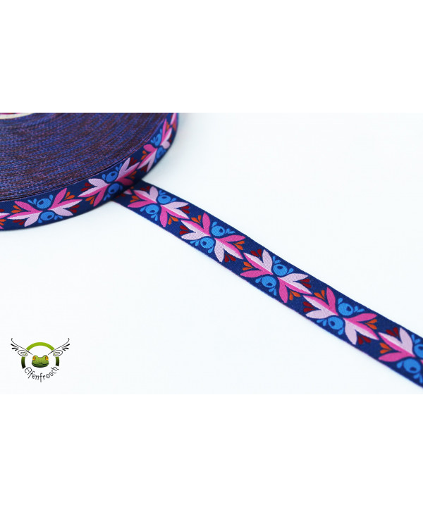 Webband "Eden" Leafy Canopy blau-pink, Hamburger Liebe