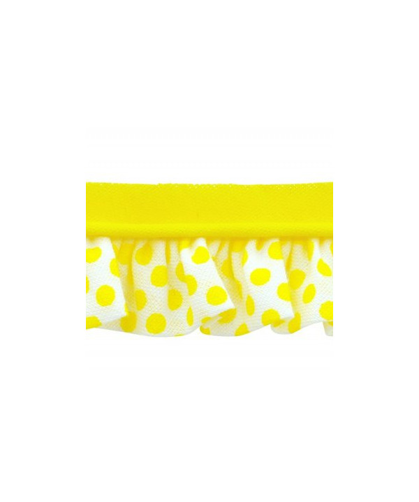 1m Volantband Punkte Weiß/Gelb