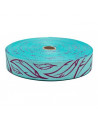 Gurtband Federn Fuchsia auf mint 30mm