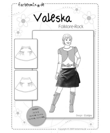 Valeska Folklore-Rock Papier-Schnittmuster
