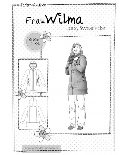 Long Sweatjacke "Frau Wilma" Papierschnittmuster
