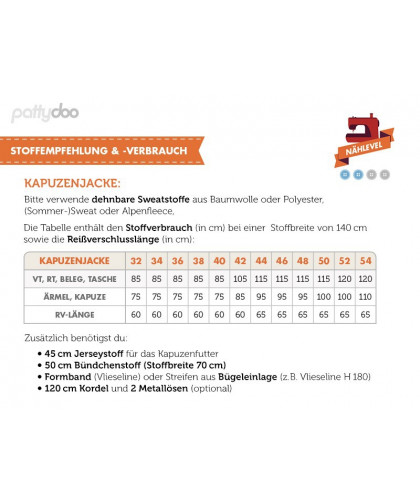 Kapuzenjacke "Janice" by pattydoo, Papierschnittmuster
