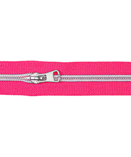 0,1m Endlos-Reißverschluss pink-silber metallisierend