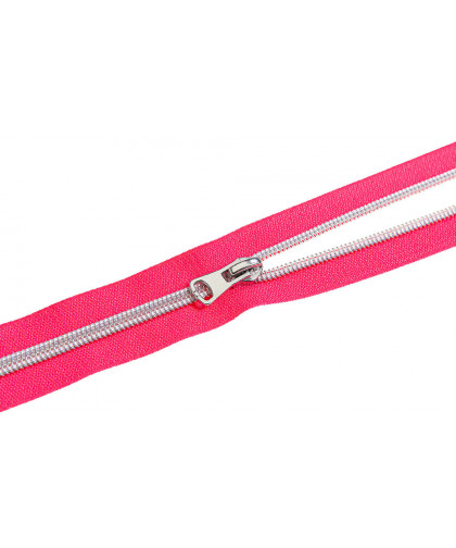 0,1m Endlos-Reißverschluss pink-silber metallisierend