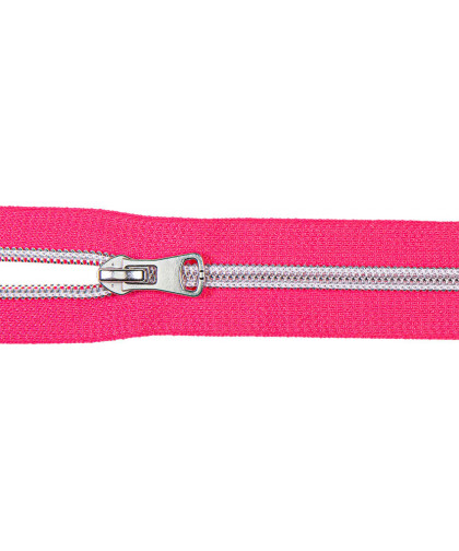 0,1m Endlos-Reißverschluss pink-silber metallisierend