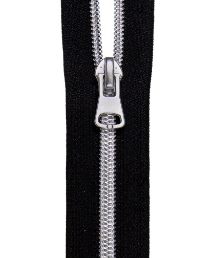 0,1m Endlos-Reißverschluss schwarz-silber metallisierend