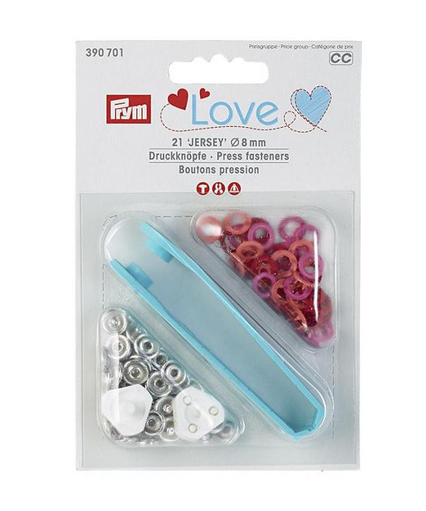 PRYM Love Druckknöpfe "Jersey" rot/pink/lachs
