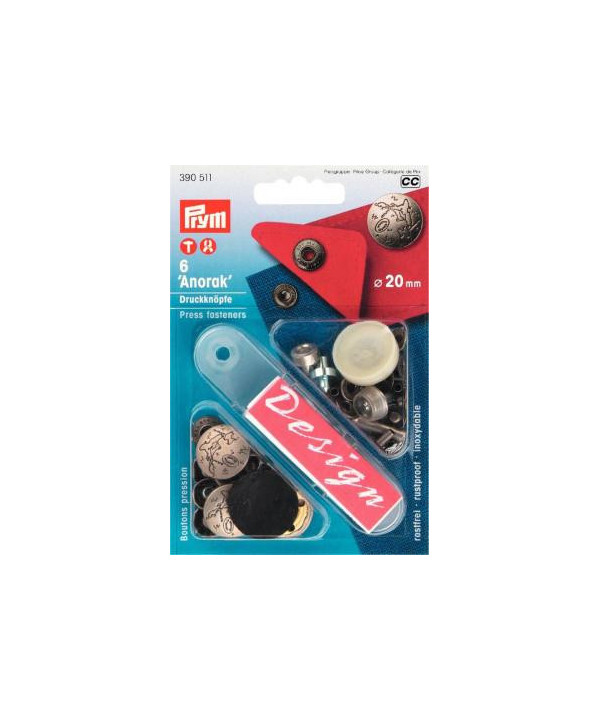 PRYM Druckknöpfe "Anorak", Excursion - 20mm - mattsilber