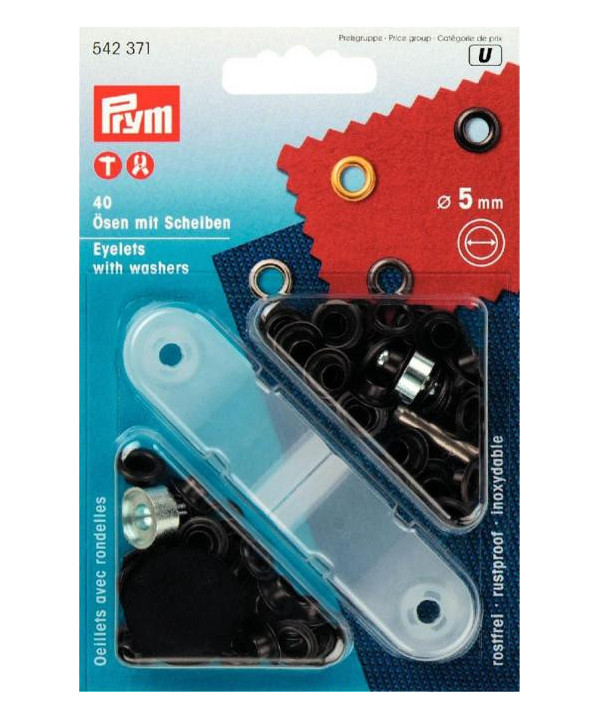 PRYM Ösen mit Scheiben, 5mm - brüniert