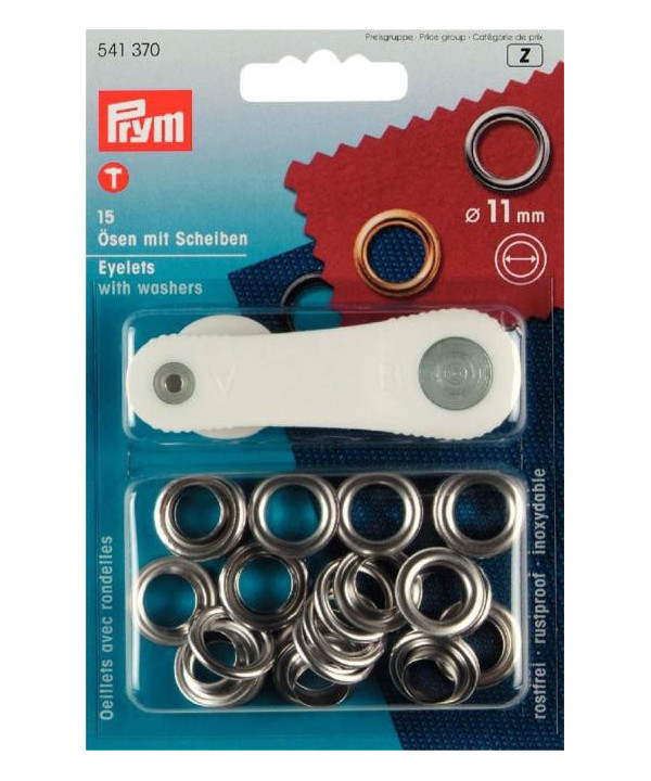 PRYM Ösen mit Scheiben, 11mm - silber