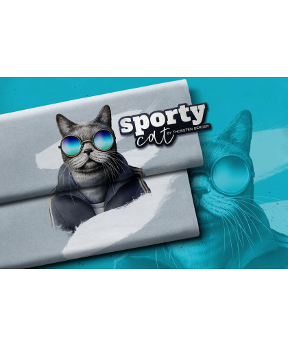1 Panel French Terry "Sporty Cat" by Thorsten Berger