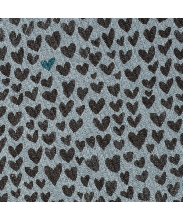 0,1m Sweat "Mini Forest" Herzen blau-anthrazit by Swafing
