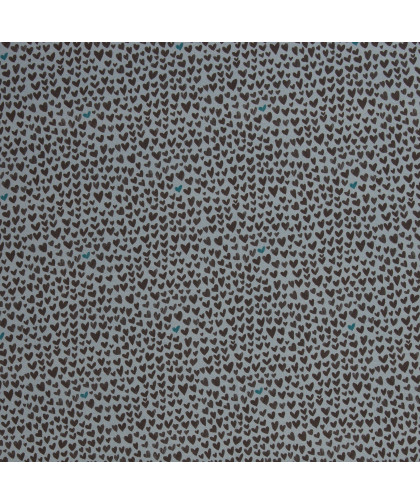 0,1m Sweat "Mini Forest" Herzen blau-anthrazit by Swafing