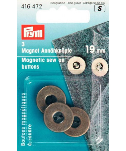 Prym Magnet-Annähknöpfe 19mm altmessing