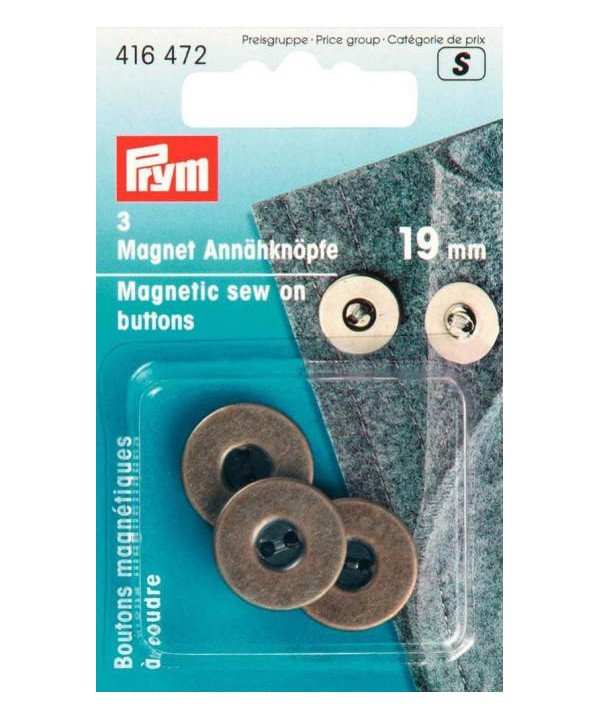 Prym Magnet-Annähknöpfe 19mm altmessing