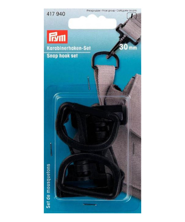 PRYM Karabinerhaken-Set 30mm Kunststoff schwarz