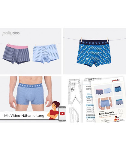 Boxershorts „Jonas & John“ by pattydoo, Papierschnittmuster