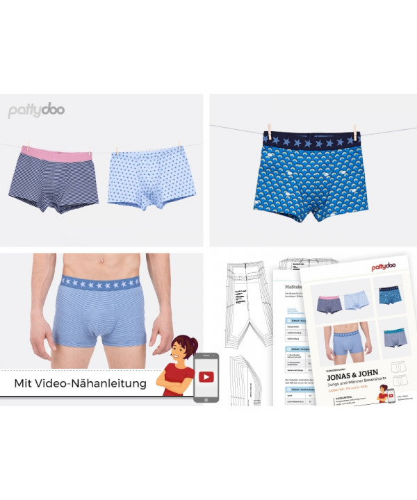 Boxershorts „Jonas & John“ by pattydoo, Papierschnittmuster