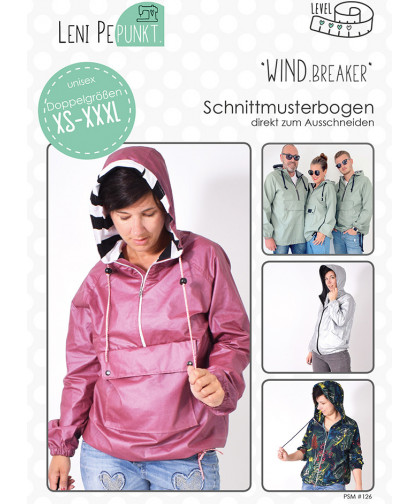 Jacke "WIND.breaker" Unisex Gr. XS-XXXL  by leni pepunkt, Papierschnittmuster
