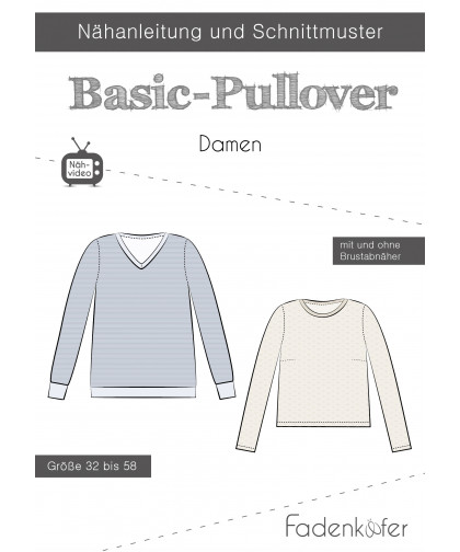 Pulli "Basicpullover" by Fadenkäfer, Papierschnittmuster